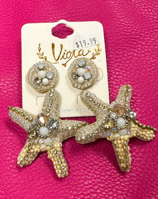 Sand Starfish Beaded Post Earrings