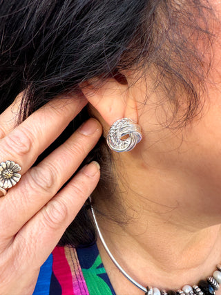 Silver Knot Stud Earring
