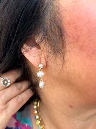 Triple Pearl Dangle Earring