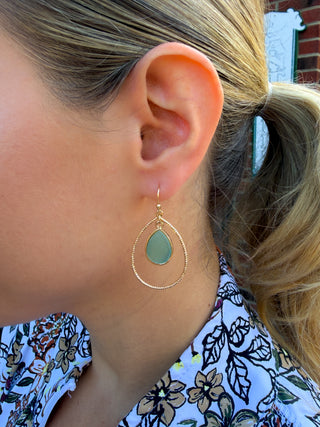 Seafoam and Gold Drop Earrings