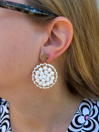 White Circle Earrings