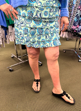 Lulu B Gingham Seafoam Shells Cha Cha Skort