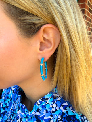 Turquoise Ribbon Hoop Earrings