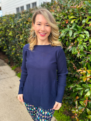 Lulu B Navy Cashmere Feel Sweater