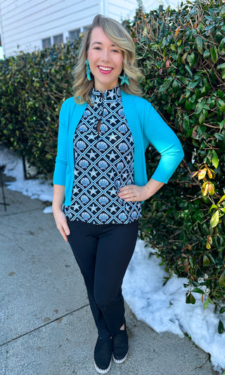 Lulu B Clear Turquoise Cardigan Sweater