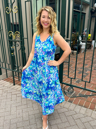 Tango Mango Women's Pastel Flower UPF 50+ Midi Dress