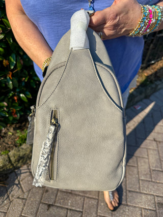 Nikki Dual Compartment Sling Bag - Grey