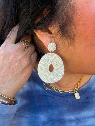 Large Oval Beaded Earrings