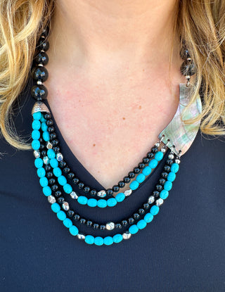 Abalone and Turquoise Necklace and Earring Set