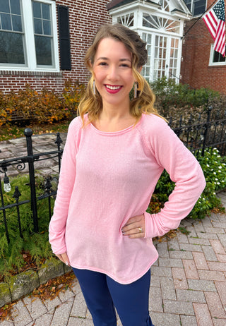 Lulu B Seaglass Pink Chenille Sweater