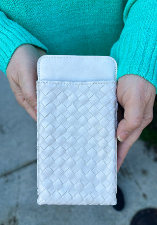 Cream Woven Double Duty Phone Bag