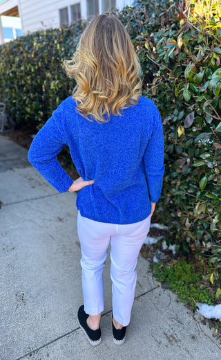 Lulu B Blue Heathered Chenille Pullover