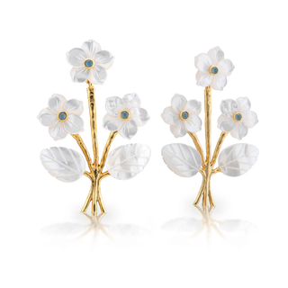 Capucine de Wulf Mermaid Garden Convertible Bouquet Post Earrings - Mother of Pearl/Ocean Jade