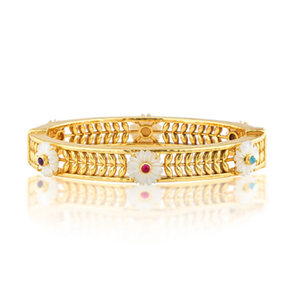 Capucine de Wulf Villandry Fleur Vine Hinged Bangle, S/M - Multi