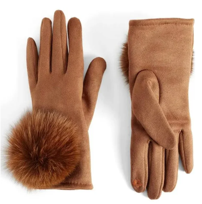 Coco and Carmen Microsuede Touchscreen Gloves - Chestnut