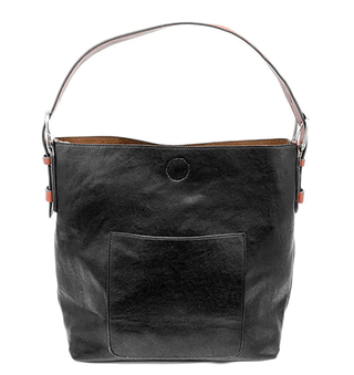 Classic Black Hobo Handbag with Cedar Handle