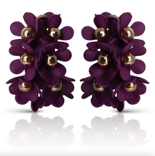 Berry Cluster Flower Ear Hugger Earrings