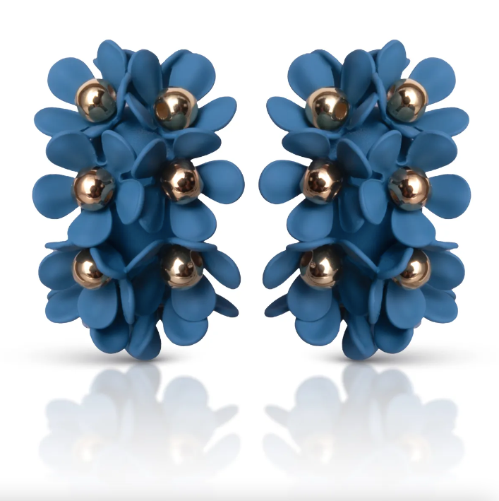 Niagara Blue Cluster Flower Ear Hugger Earrings – Blooming Boutique