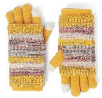 Coco and Carmen Striped Touchscreen Gloves - Yellow