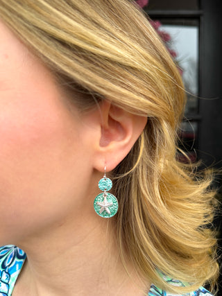 Aqua Sand Dollar Earrings