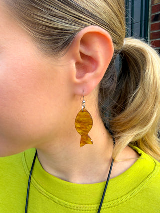 Royal and Brown Fish Necklace and Earring Set