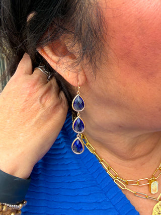 Tiered Royal Crystal Dangle Earrings