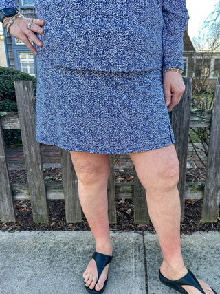 Lulu B Blue Animal Print Zip Skort