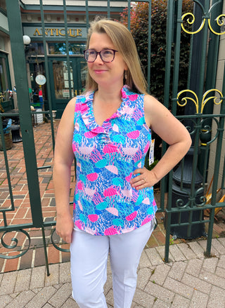 Lulu B Jellyfish Ruffle V-Neck Tank