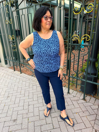 Lulu B Periwinkle Giraffe UPF 50+ Scoop Neck Tank