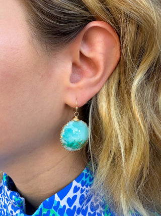 Aqua Sand Circle Earrings