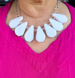 White Statement Necklace Set