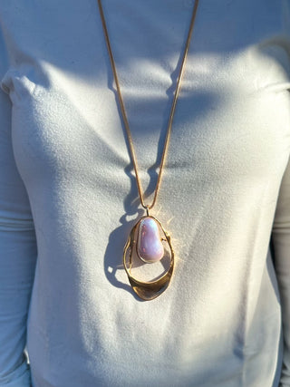 Gold Pearl Drop Necklace