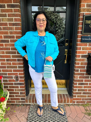 Lulu B Turquoise Linen Jacket