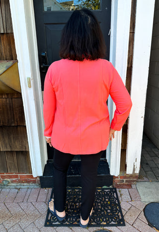 Lulu B Salmon Waffle Knit Textured Button Tunic