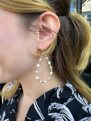 White and Gold Hoop Earrings