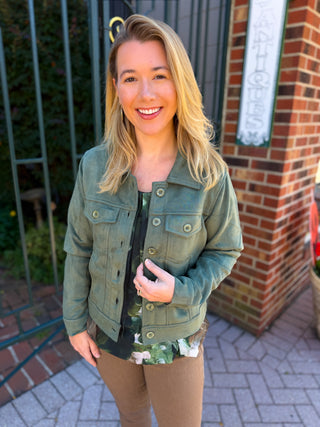 Tango Mango Sage Faux Suede Jacket