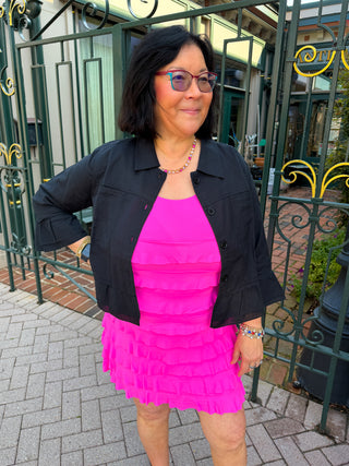 Tango Mango Black Ruffle Linen Jacket