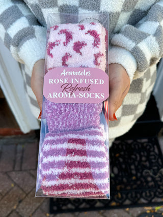 Rose Infused Aroma Socks 3 Piece Gift Set