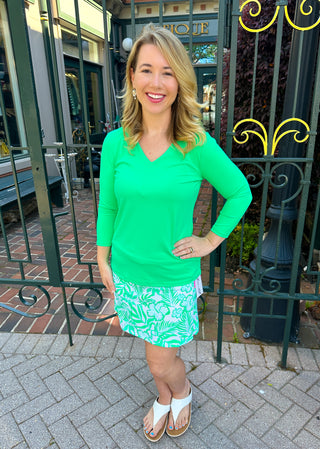 Lulu B Clear Kelly V-Neck Top