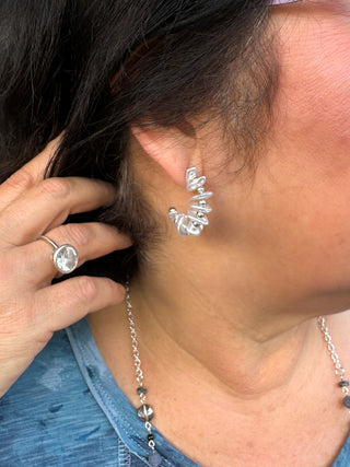 Silver and Pearl Hoop Earrings