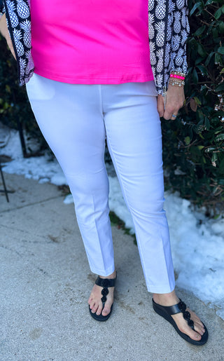 Bangladine by Lulu B White Pull-On Ankle Pant