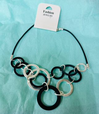Black & Silver Circles Necklace