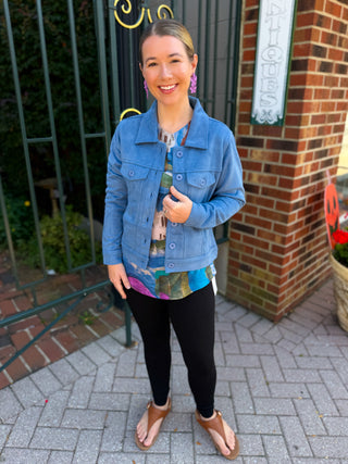 Tango Mango Chambray Blue Faux Suede Jacket