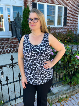 Lulu B Black and White Cocktails Basic Tank