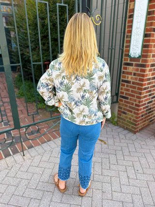 Island Escape Printed Linen Blend Jacket