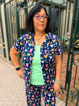 Fizz the Season Button Up Sleep Shirt