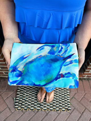 Watercolor Crab Clutch Bag