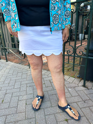 Lulu Scallop White Denim Scallop Skort