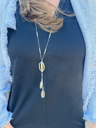 Silver and Gold Lariat Necklace