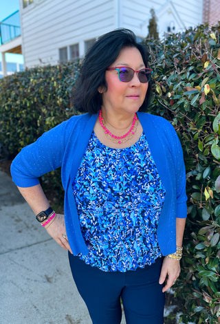 Lulu B Blue Crystal Cardigan Sweater